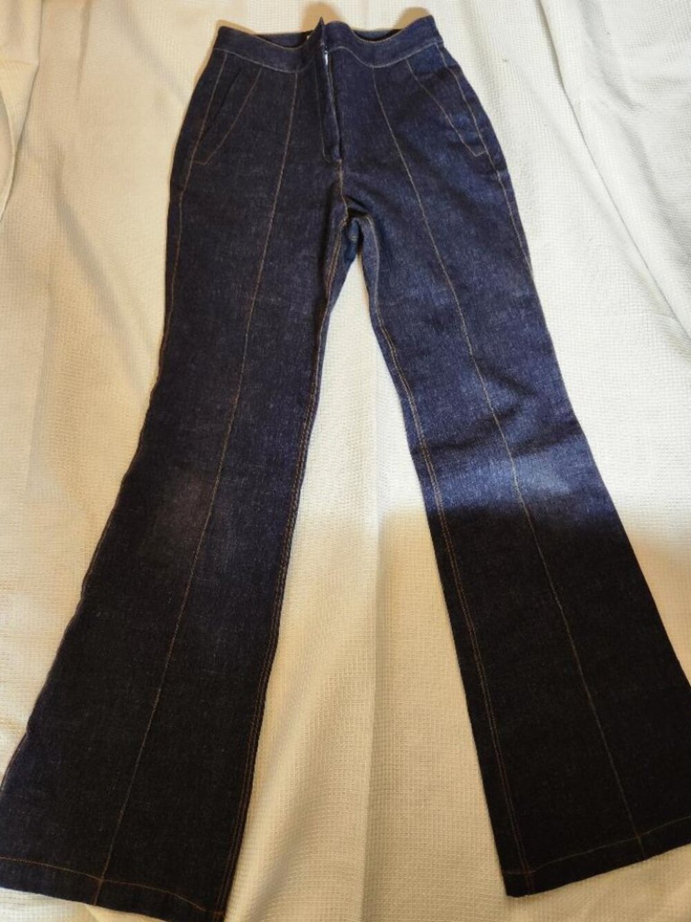 Pearl By Lela Rose Dark Wash Denim Flare Leg Stretch Trousers MSRP $285